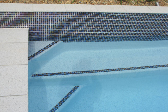 Click to return to the previous page CMC365 Fusion mosaic pool tile shown in situ